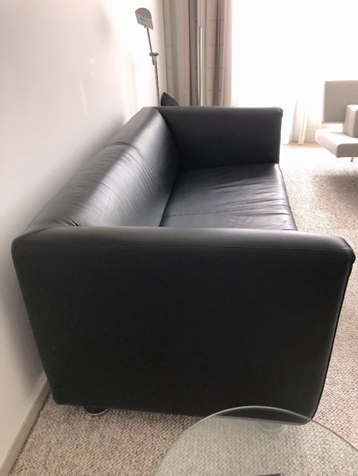 Sofá de dos plazas de cuero negro Gelderland 4800 Henk Vos