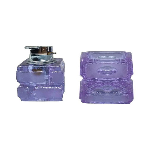 Schitterende paarse rookset uit de jaren 70 van Antonio Imperatore, vervaardigd van Murano-glas. Gemaakt in Italië.