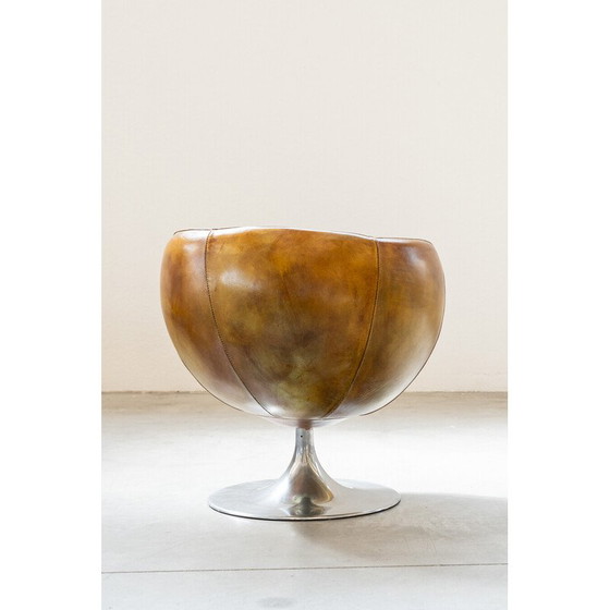 Image 1 of Pair of vintage leather swivel armchairs, Italy 2000