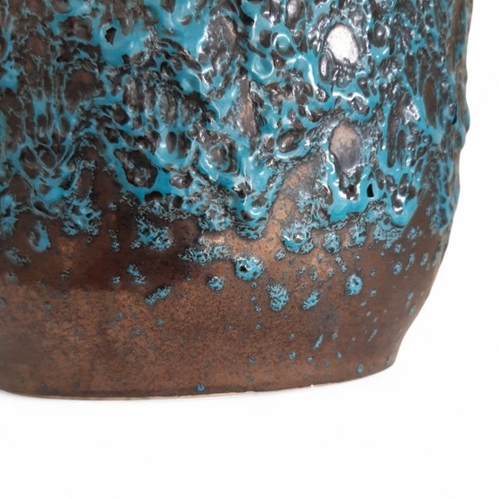 Image 1 of Vaso Scheurich, Germania occidentale 517-30 Lava grassa turchese su smalto bronzo
