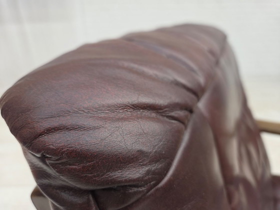 1970s, Scandinavian Armchair, Brown Furniture Leather. – Wood (photo 6 of 19)