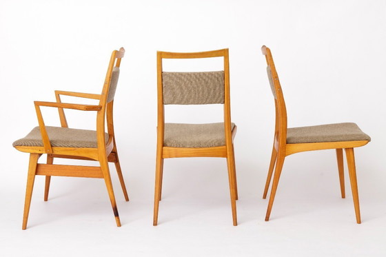 Image 1 of Ensemble de 3 chaises vintage en hêtre, 2 chaises et 1 fauteuil, années 1970, Allemagne