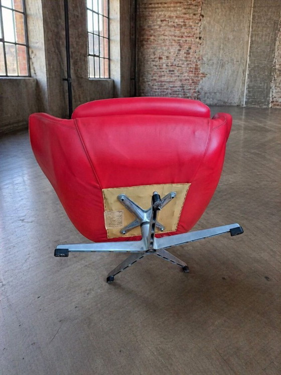 Image 1 of Pair of High-Back Swivel Lounge Chairs Scandinavian Modern Leather & Aluminum by UP Závody Rousínov 1960s Czechoslovakia