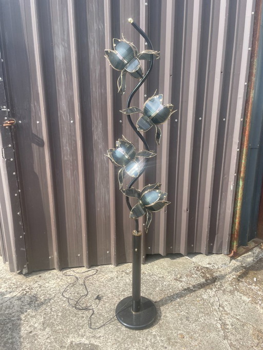 Lampe sur pied en forme de lotus avec 4 fleurs
