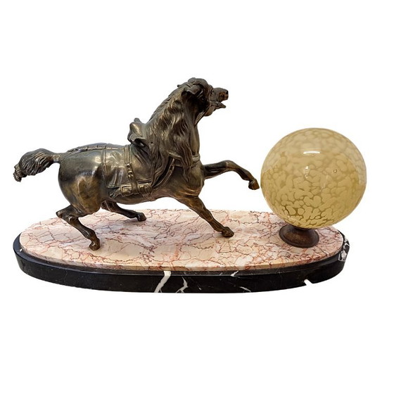 French Art Deco Horse Lamp from the 1930s – Table lamps, Marble (photo 5 of 9)