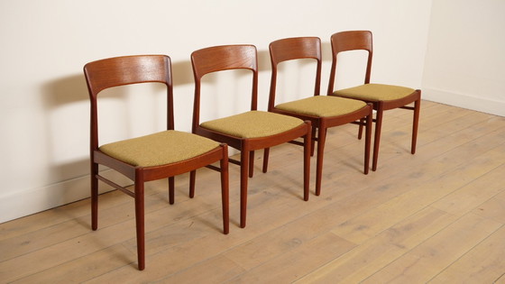 Image 1 of 4 x sedia da pranzo | Henning Kjaernulf | Teak | Rivestita