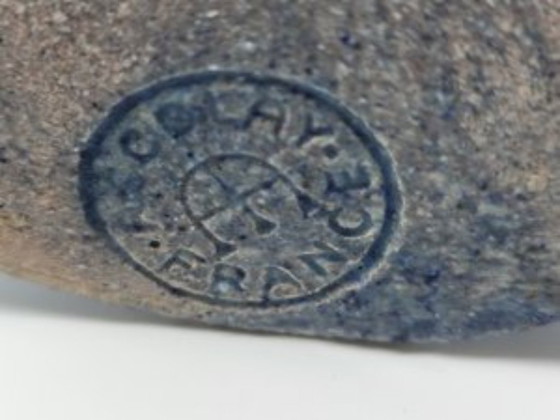 Image 1 of Blauw Frankrijk 1970 Accolay aardewerk vaas