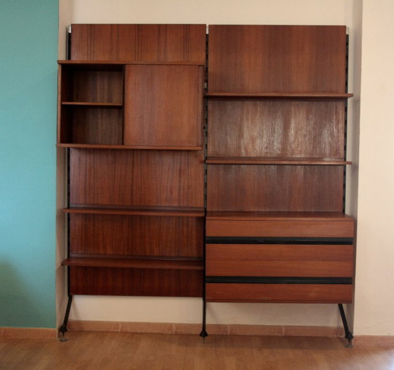 Image 1 of "Urio" modular wall system by Ico and Luisa Parisi for MiM 1957, two-module bookcase, Italy, 1960s