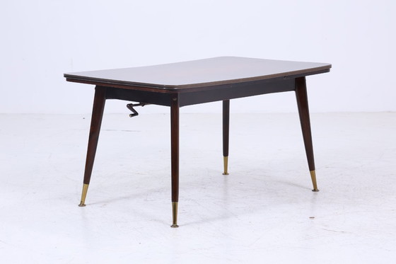 Image 1 of Vintage crank table 60s | Mid - Century extendable formica in high gloss style coffee table retro 70s #07-13