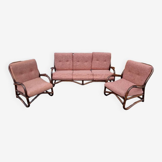 Image 1 of 1980 rattan living room