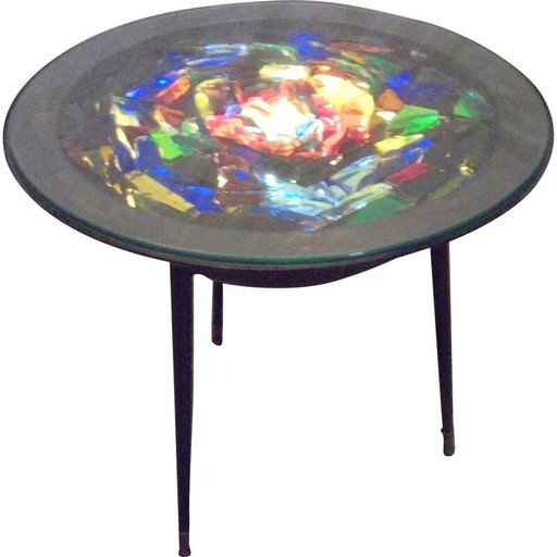 Vintage beschilderde metalen salontafel, 1950