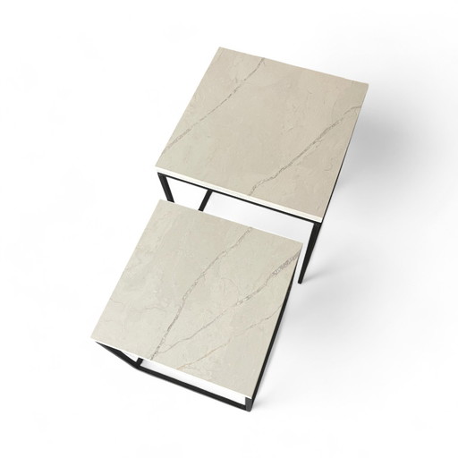 Tavolino vintage in marmo e pietra naturale