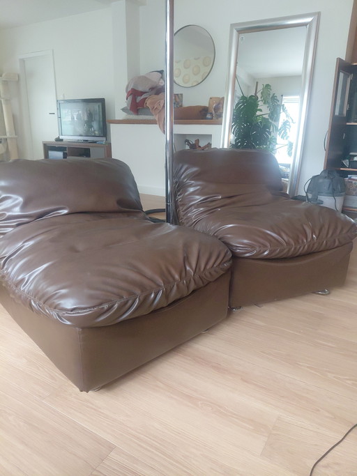 Vintage Design Loungefauteuils in Donkerbruin Pattin Tuigleer