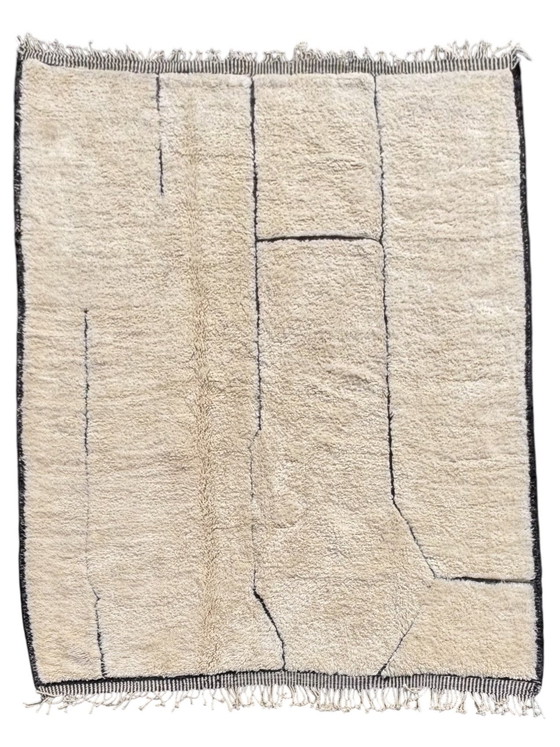 Image 1 of Marokkaanse Mrirt Witte Wollen Vloerkleed 260x350 cm - Berber Marokkaans Modern Tapijt