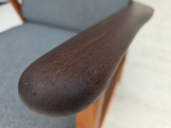 Image 1 of Años 70, pareja de sillones daneses, retapizados, muebles de lana, madera de teca y roble.