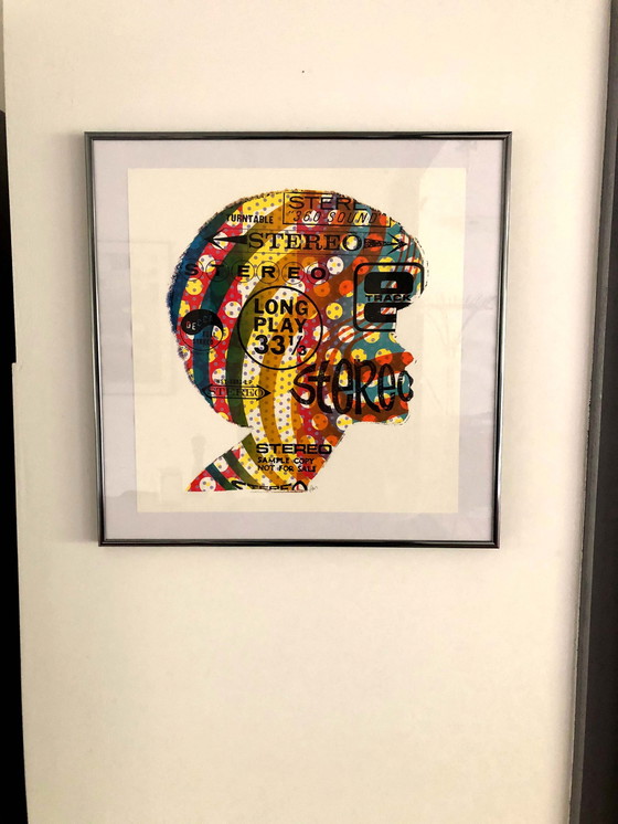 Image 1 of Berühmter Stereo-Siebdruck von Print Mafia - Hommage an die Vinyl-Schallplatte