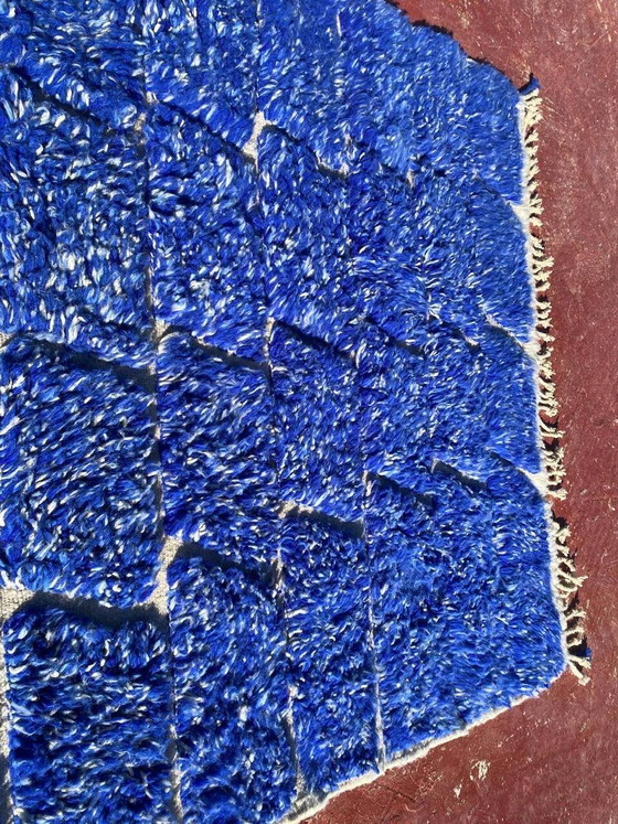 Beni Ouarain Berber rug in Majorelle blue, 250x150 cm, natural wool, Rugs & carpets, Cotton, Scandinavian (photo 5 of 8)