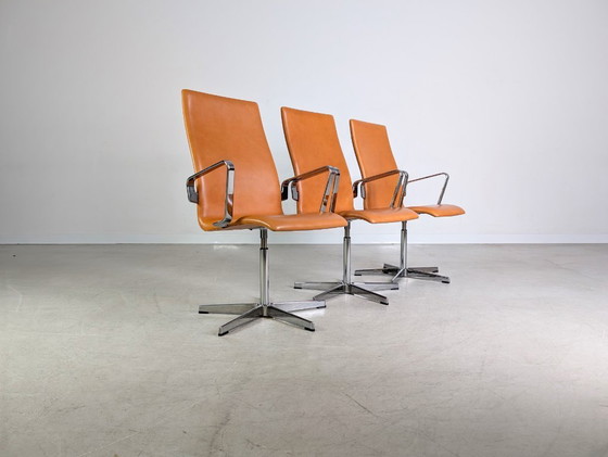 Image 1 of Original 3-piece set of Fritz Hansen Oxford Arne Jacobsen office chairs