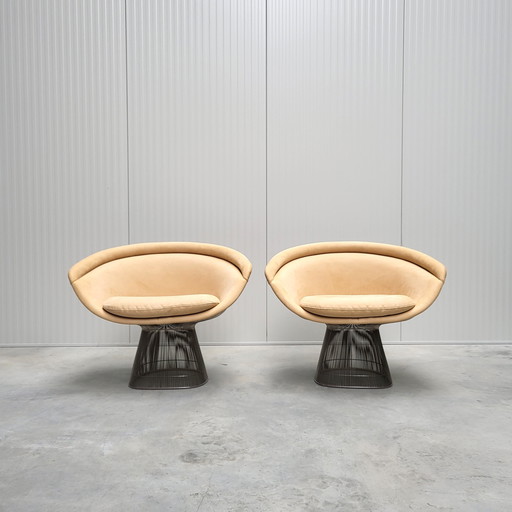 2X Warren Platner lounge chair Knoll Naturale Ultra Suede