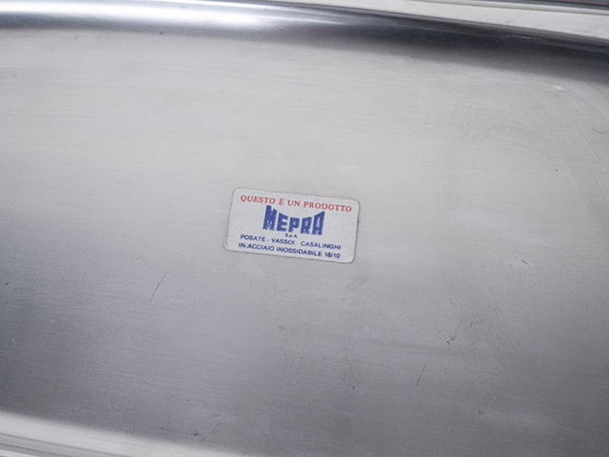 Image 1 of Bandeja de acero, diseño italiano, década de 1970, fabricada por MEPRA.