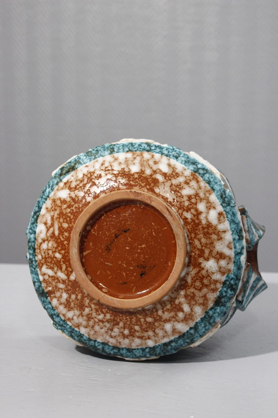 Image 1 of Fruit bowl with handles polychrome ceramic Italy 1950s style Picault Deruta