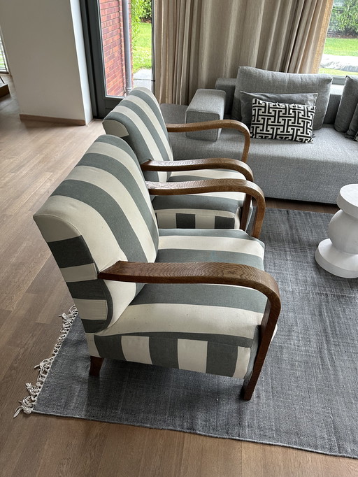2 arc bois vintage fauteuils jaren 30
