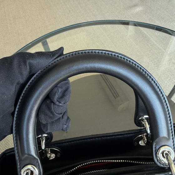 Image 1 of DIOR LADY MEDIUM - CANNAGE LAMBSKIN BLACK SILVER HARDWARE
