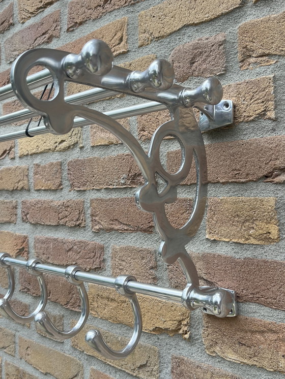 Image 1 of 🧥 Art Deco Garderobe | Verchromt | 5 verstellbare Haken