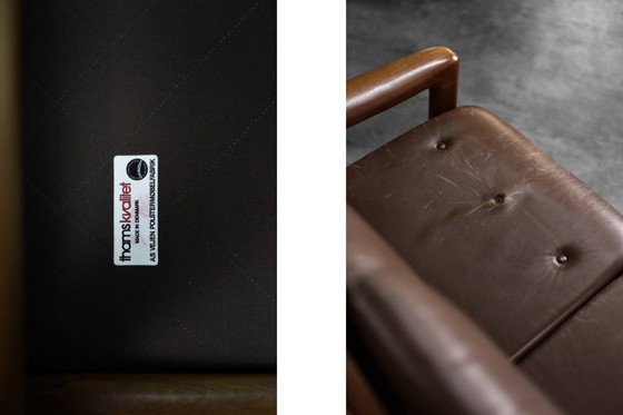 Image 1 of Vintage Mid-Century Danish Modern 3-Seater Brown Leather Sofa by Georg Thams from A/S Vejen Polstermøbelfabrik, 1960s
