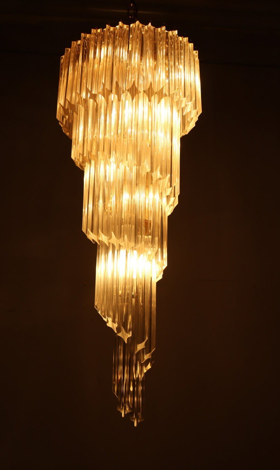 Image 1 of  Gran araña/lámpara de techo de Paolo Venini, cascada, cristal de Murano, Italia, años 70