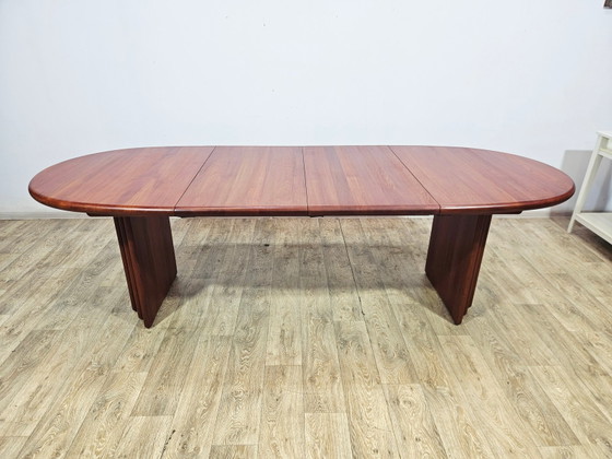 Mid-Century Uitschuifbare Tafel in Teak S. Burchardt-Nielsen, Denemarken, jaren 80 – Eettafels (photo 13 of 19)