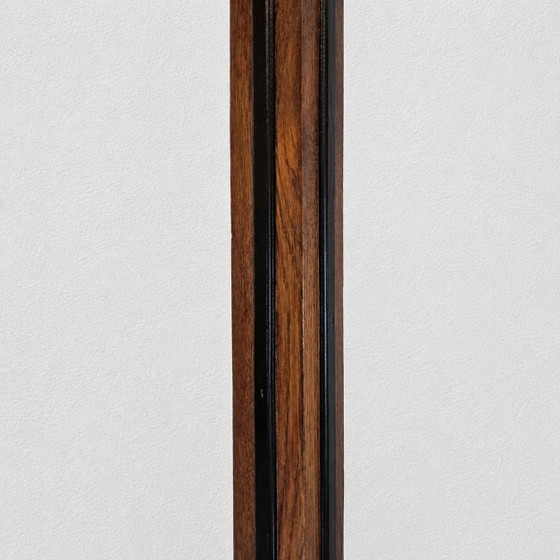 Image 1 of Amsterdam School / Art Deco floor lamp stained glass shade (geometric design) oak base