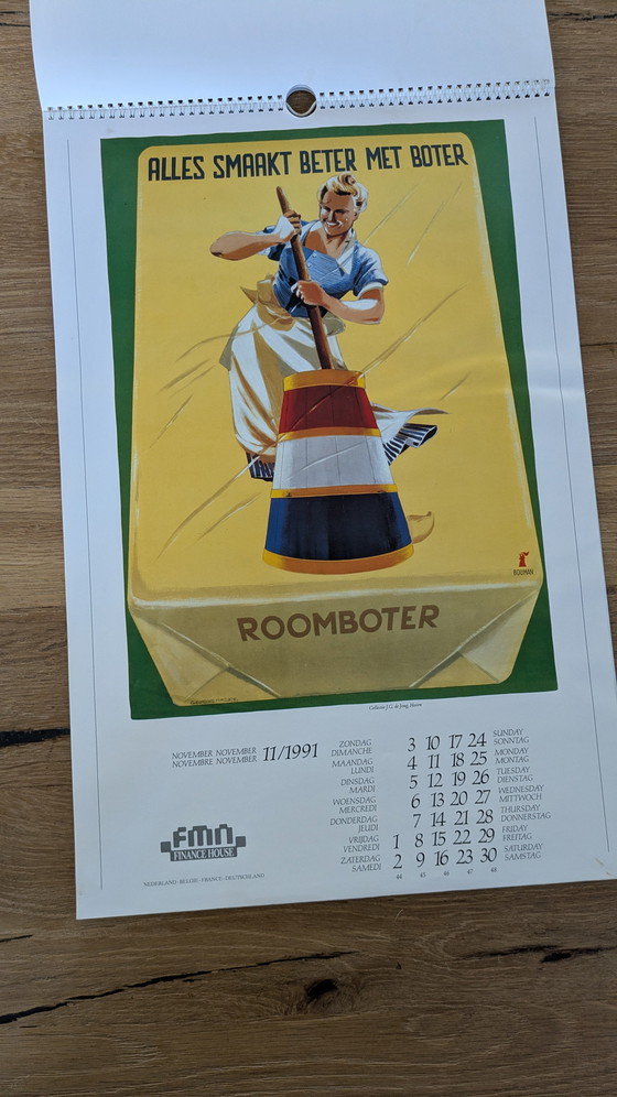 Image 1 of Poster vintage del calendario olandese del 1991 (società finanziaria)