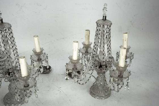 Image 1 of Maria Theresa Crystal Candelabra Table Lamps. Set of two. Italy 1940s