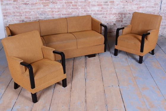 Ensemble de Sièges Art Déco Restauré, J. Halabala, UP Závody, Hêtre, Chêne, Tchèque, Années 1930 – Fauteuils (photo 3 of 36)