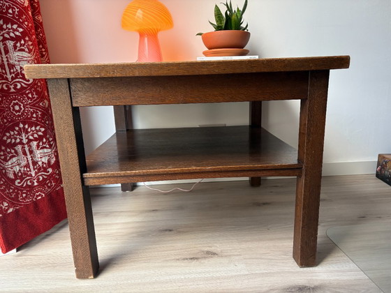 Houten bijzettafel met tegelblad, Keramiek, Bruin, Vintage (foto 3 van 7)