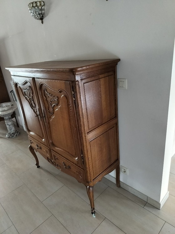 Armoire de rangement en bois avec sculptures, Armoires de rangement, Métal, Marron, Klassiek (photo 7 sur 7)