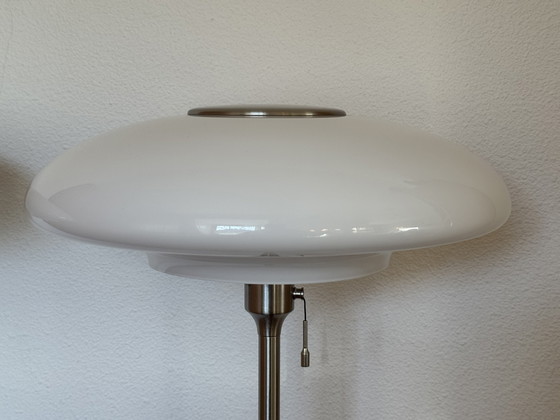 Image 1 of IKEA TÄLLBYN designer floor lamp | Glass opaline shade | brushed chrome | cord dimmer (upgrade) | 2000-2010