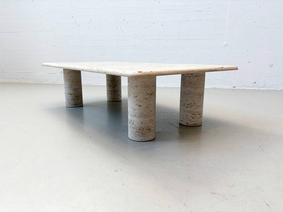 Image 1 of Travertijn salontafel van Angelo Mangiarotti voor Up & Up, Italië, jaren 70