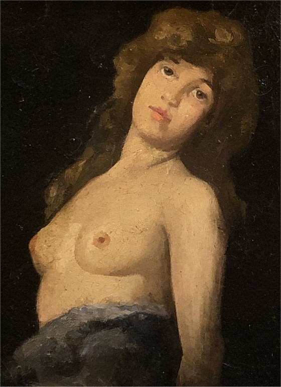 Image 1 of Early 20th Century French School Female Nude – Oil on Wood Panel, Framed
