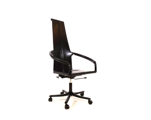 Silla de oficina de cuero Cofemo Italia años 80