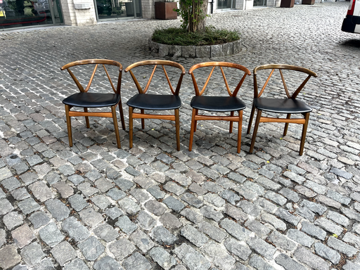 4 chairs by Henning Kjaernulf, for Bruno Hansen, Denmark, 1950's