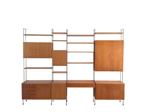 Vintage Hilker Omnia wall system - Four-piece modular wall unit in teak