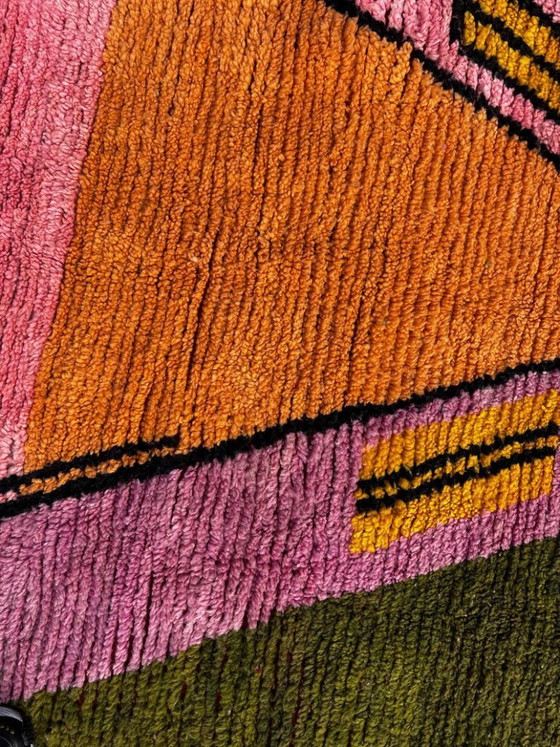 Image 1 of Modern Moroccan Berber Rug 200x300 cm – Handmade Pink Wool Rug | Colorful Beni Ouarain Luxury Rug | Boho Chic Rug