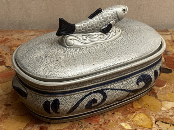 Image 1 of Staffel Steingut Fischterrine oder Heringstopf - Westdeutschland