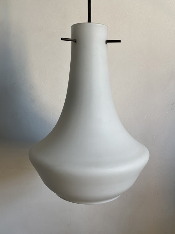 Image 1 of Opal glass pendant light in the Stilnovo style, 1960s Italy