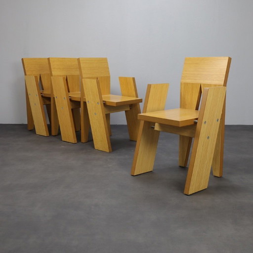 Architectural Bamboo Chairs, 1990s Set of 4