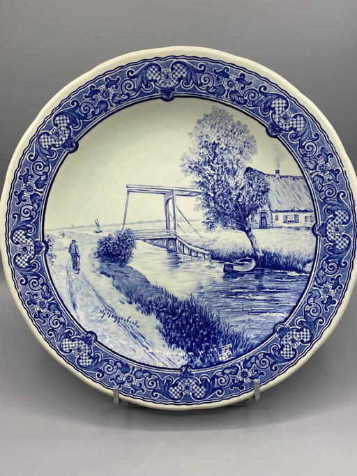 Grande piatto decorativo Boch Belgium per Royal Sphinx – Delft – ispirato a G. Poggenbeek – anni '70 – decoratieve objecten