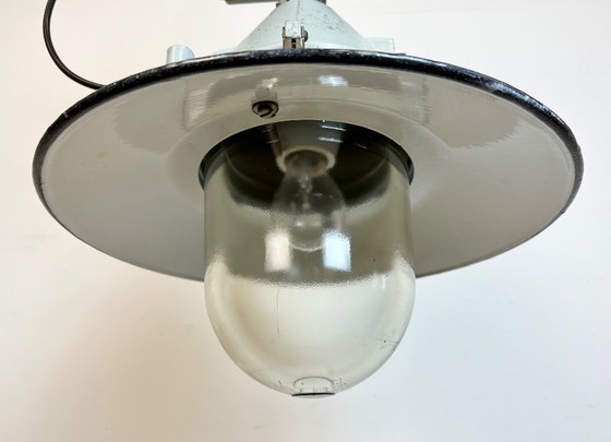 Image 1 of Grey Cast Aluminium Explosion Proof Lamp with Enameled Shade, 1970s