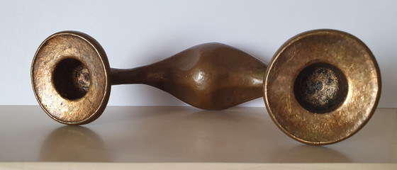 Image 1 of Vintage Bronzen Harjes Kandelaar Brutalist